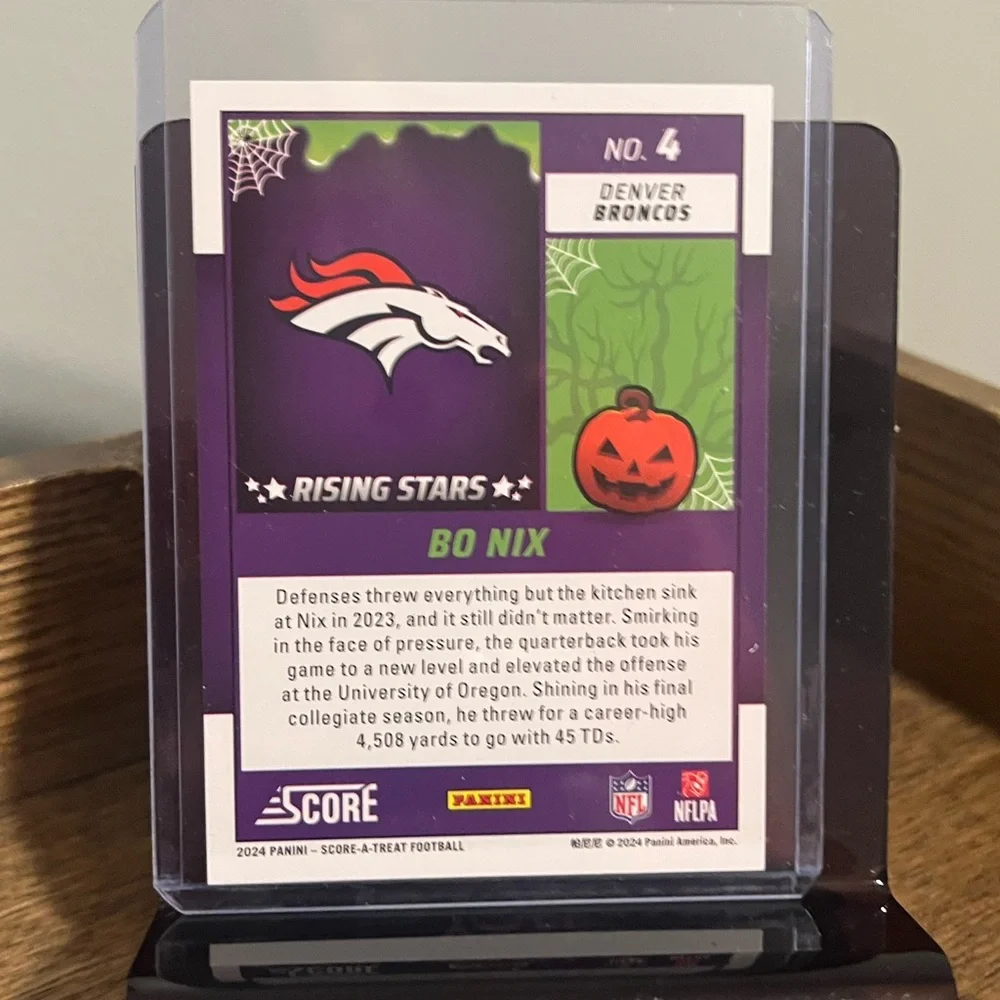 🏈 Bo Nix 2024 Panini Orange Score Score-A-Treat Rookie RC NFL Football Card #4